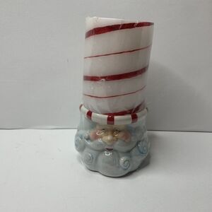 Holiday Living Porcelain Santa Candle Holder W/Candle